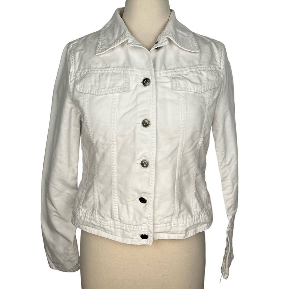 MERONA White Light Wash Denim 100% Cotton Jean Jacket Women Small Classic Basic